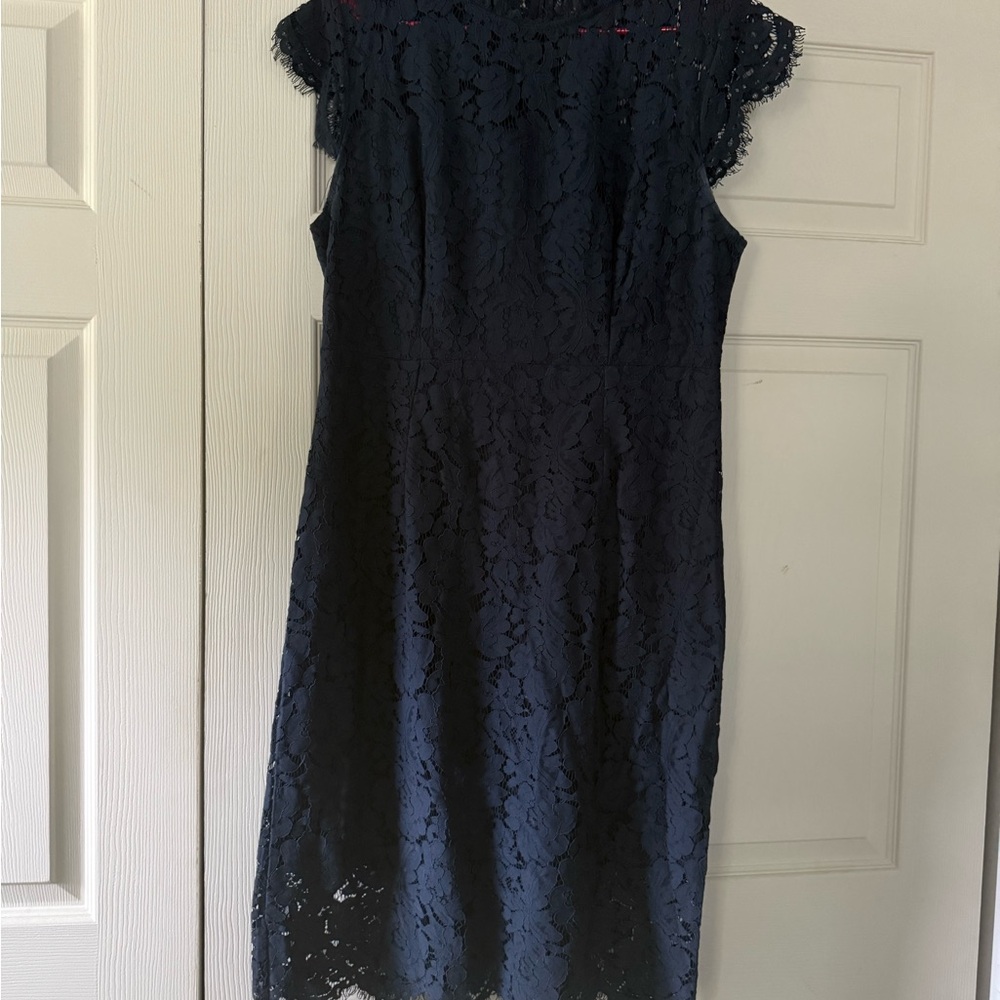 Navy Lace Midi Dress